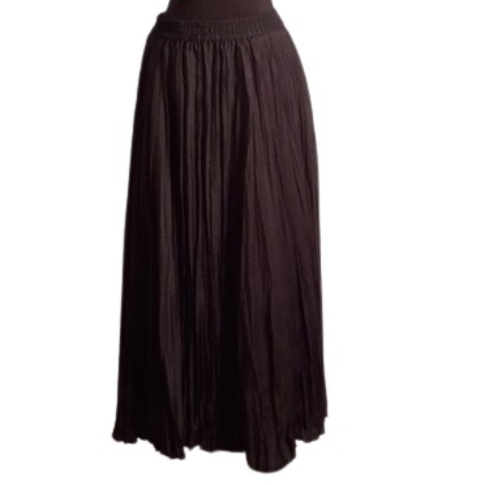 Pinky & Dianne S Black pleated Skirt Sheer Lined Midi Full